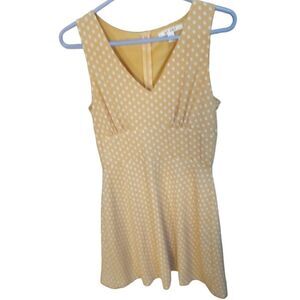 Francesca’s collection Butter yellow, polka dot Small knee length dress